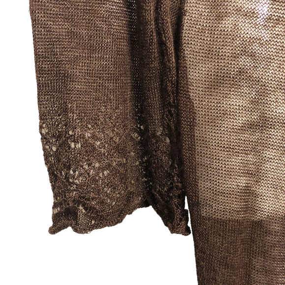 Citron Santa Monica Sweater Brown Sheer Knit Cardigan Small - Picture 6 of 7